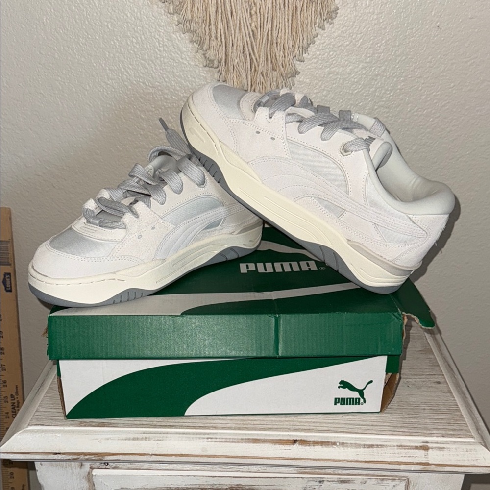 Puma Classic White and Gray Sneakers-NEW